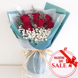 Valentine's 6 Stems Red Roses Bouquet